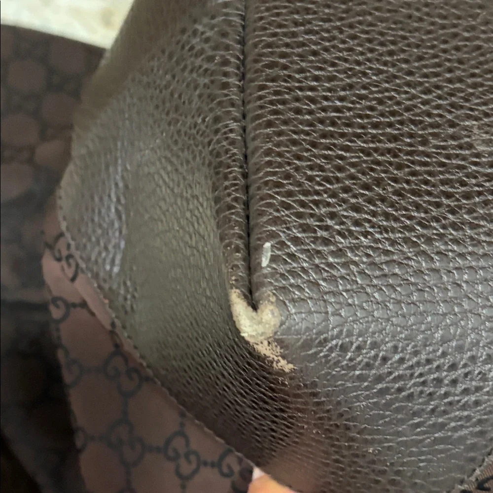 Gucci Brown GG Monogram Tote with Gold-Tone Hardware - Picture 5 of 8
